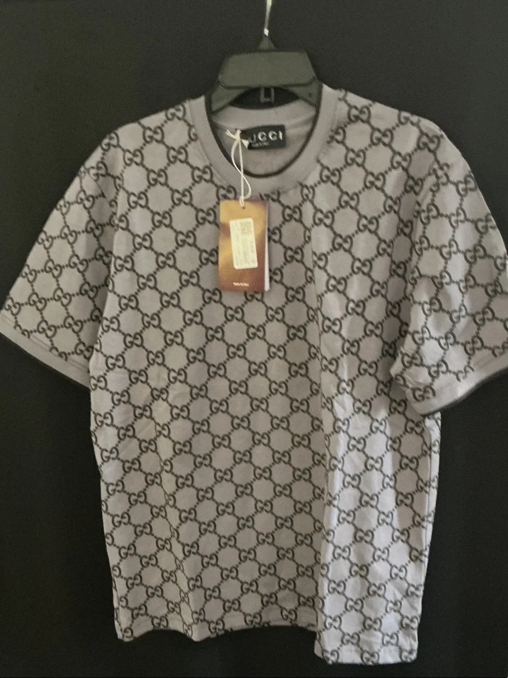 Gucci Men’s Light Gray Allover GG Short-Sleeve Tee